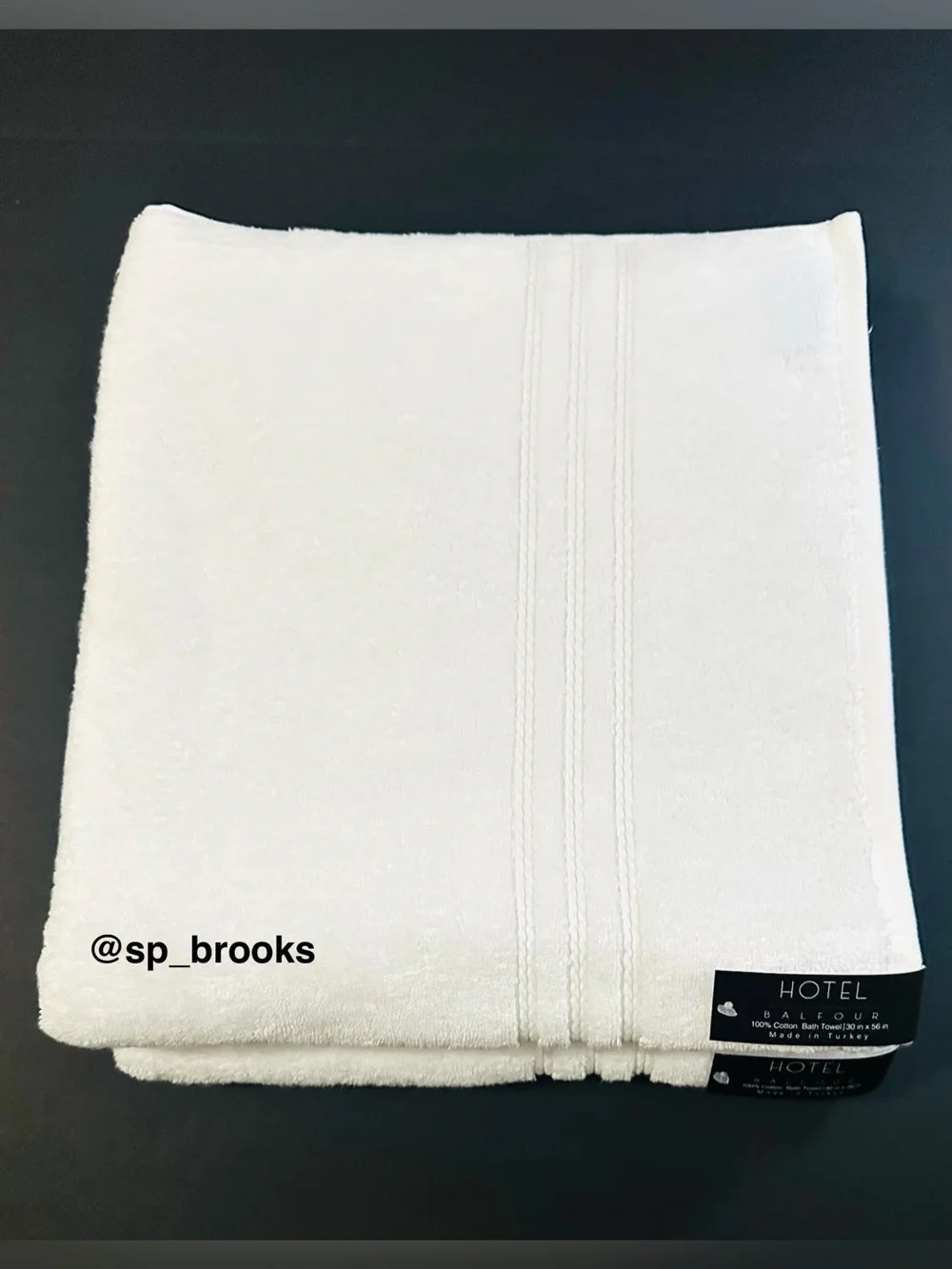 🎁2PC Hotel Balfour Cotton White Bath Towels with   Braided Dobby Border - Turkey